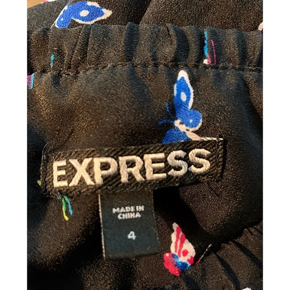 EXPRESS Sz 4 Silky Lounging Black w/ Butterflies Multi- Color Pattern - Picture 6 of 8